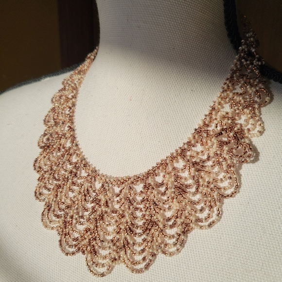 Vintage Ojibwa Seed Beaded Full Collar Necklace - Picture 1 of 10